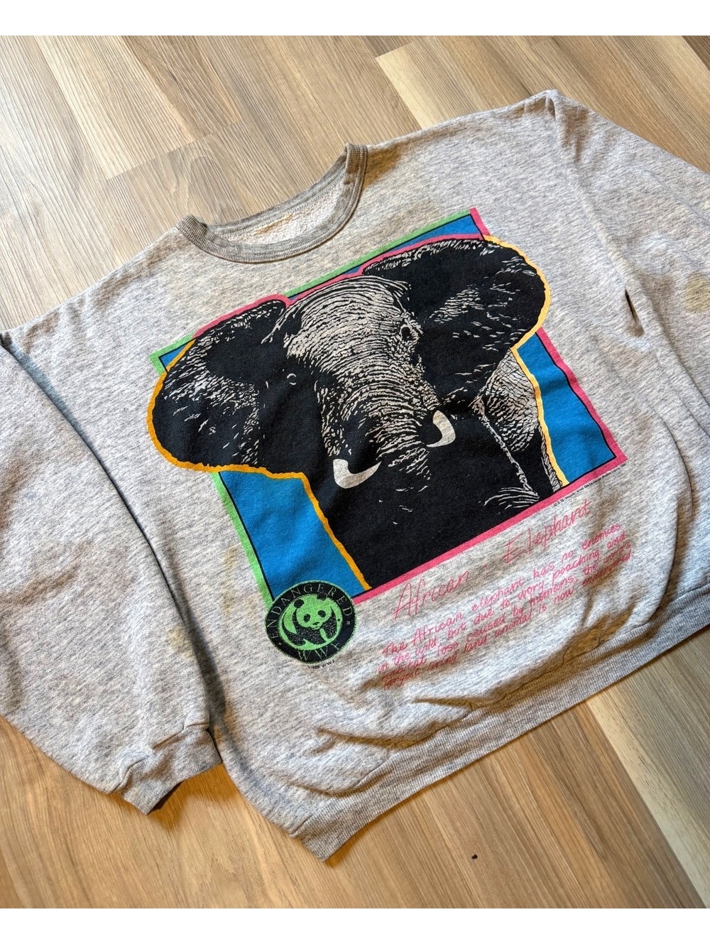 Vintage 1989 WWF African Elephant Sweatshirt